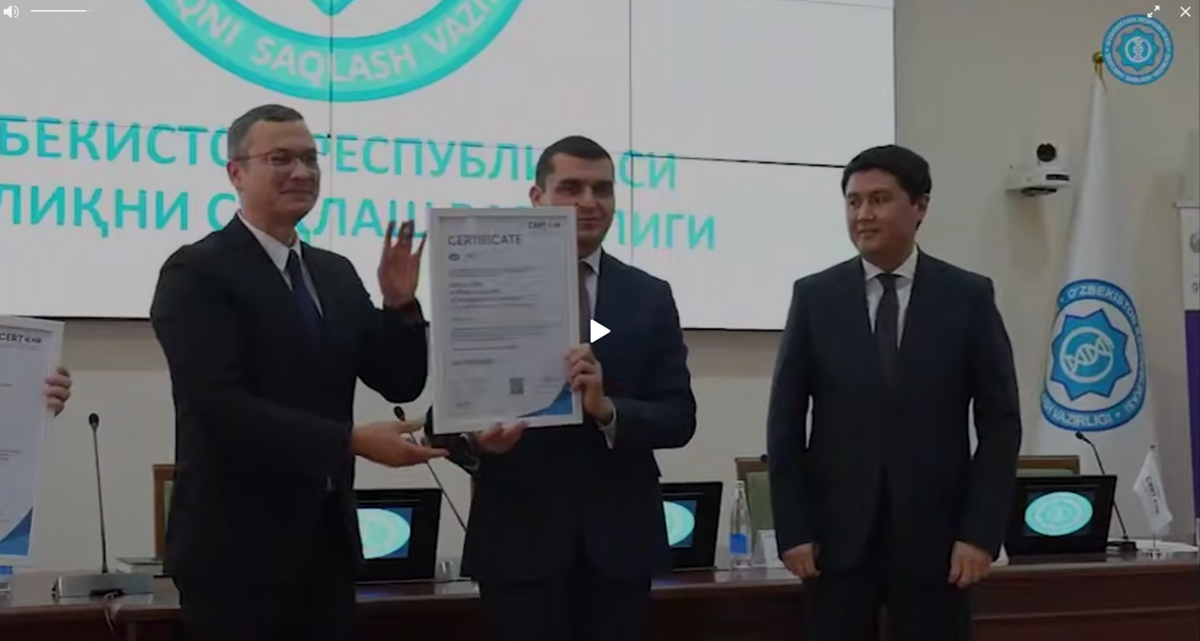 Sog‘liqni saqlash vazirligiga ISO 37001:2025 xalqaro standarti bo‘yicha muvofiqlik sertifikati topshirildi